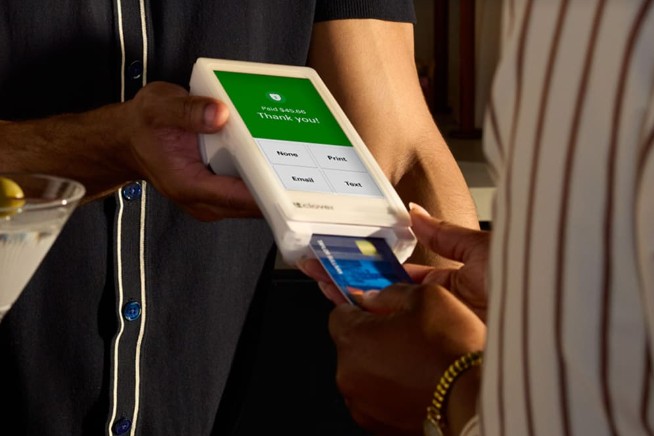 Clover Flex handheld terminal showing a completed payment
