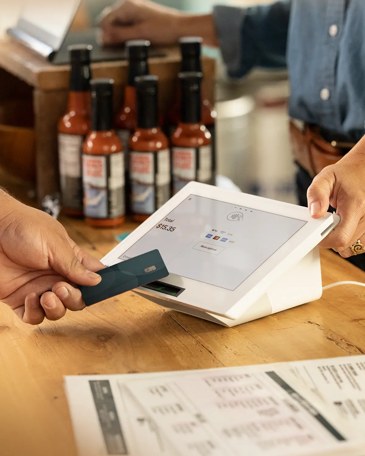 Clover Mini countertop POS in use