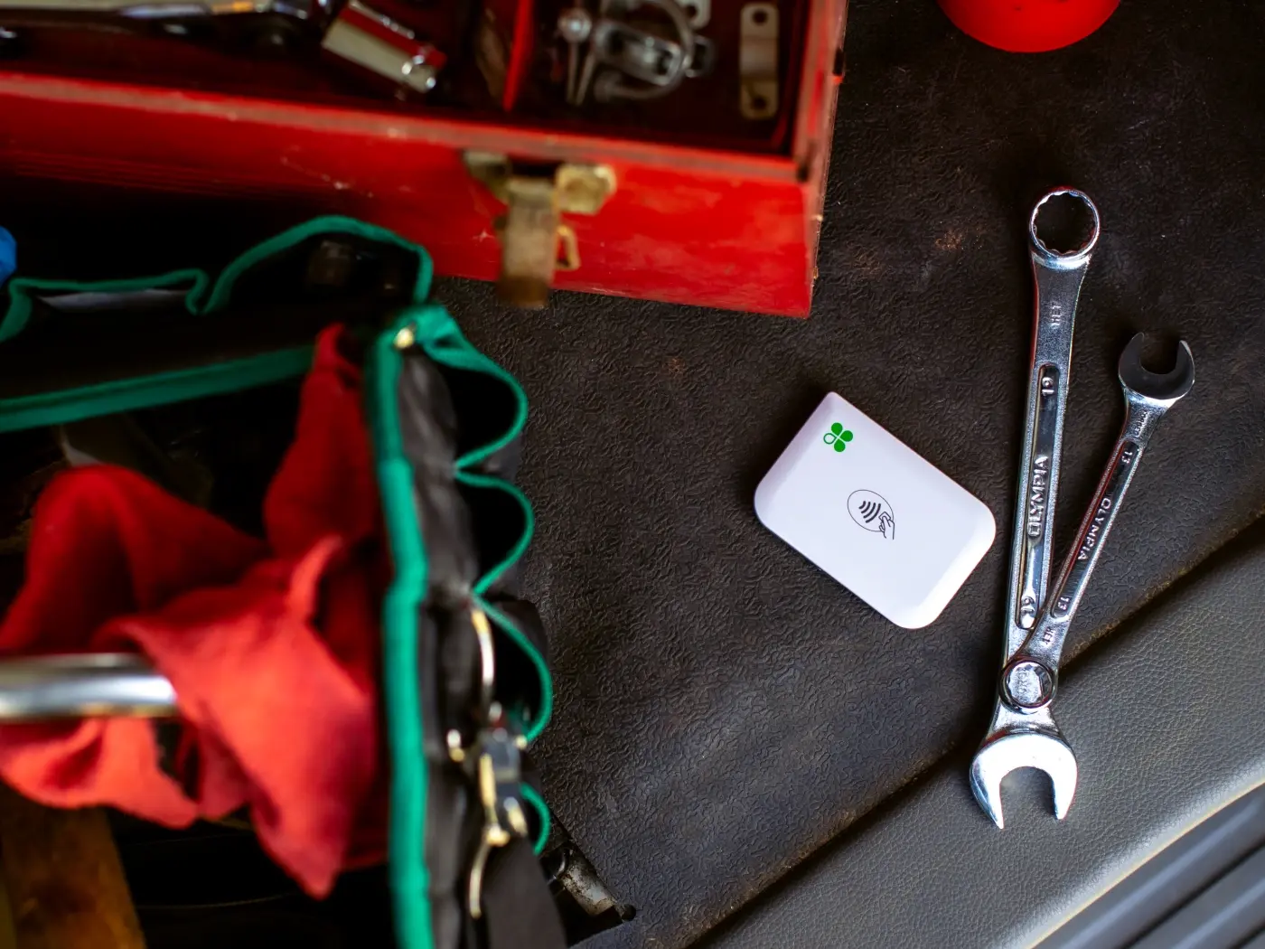 Clover Go mobile reader used for on-site service payments