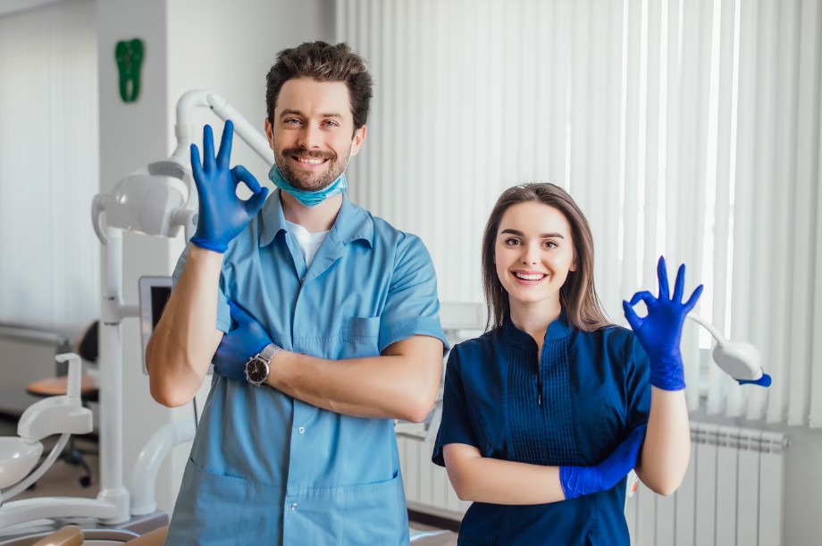 Dental team in a modern clinic ready to help patients move forward with care