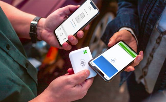 Clover Go mobile card reader used for a contactless payment