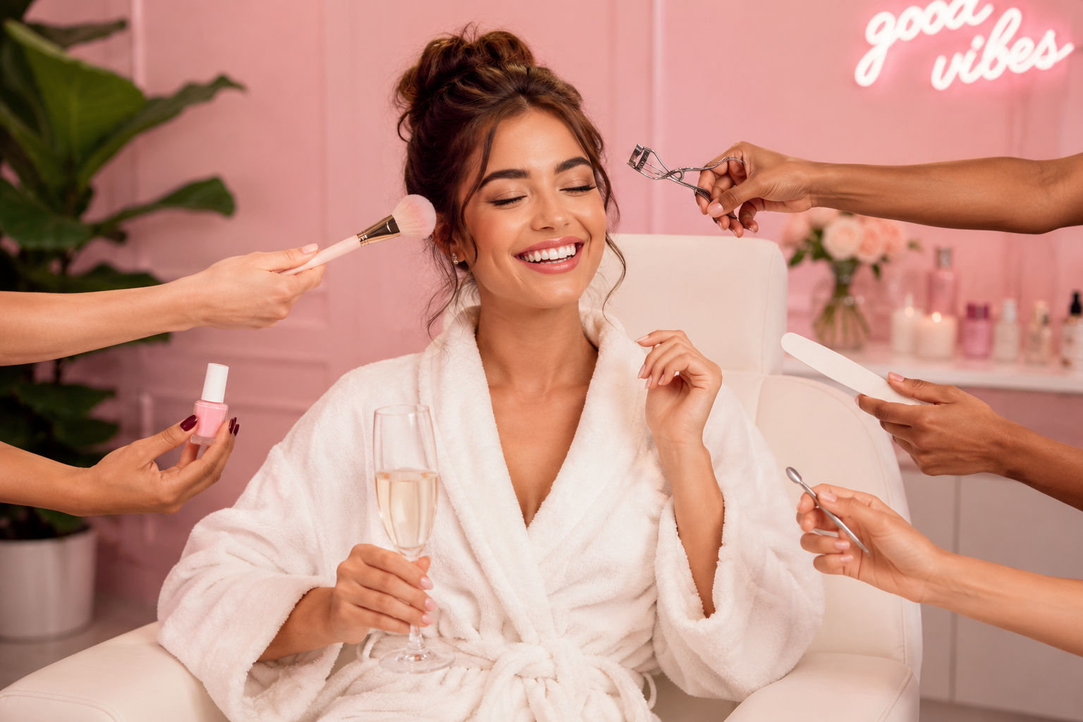 Cliente recibiendo tratamiento de belleza en un salón